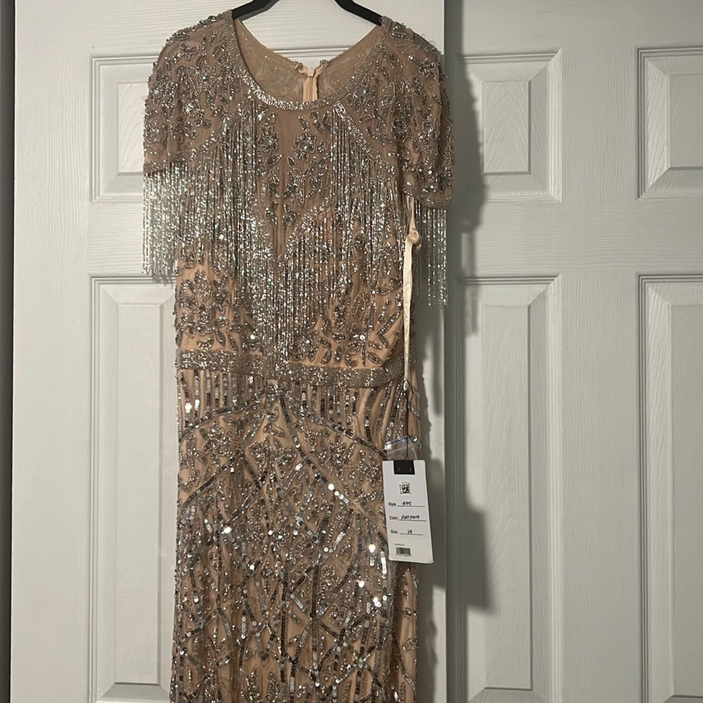 Military Style Fringe Sheath Gown